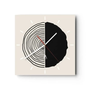 Wanduhr - Glasuhr - Halb und halb - 40x40 cm