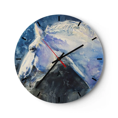 Wanduhr - Glasuhr - Porträt in blauem Glanz - 40x40 cm