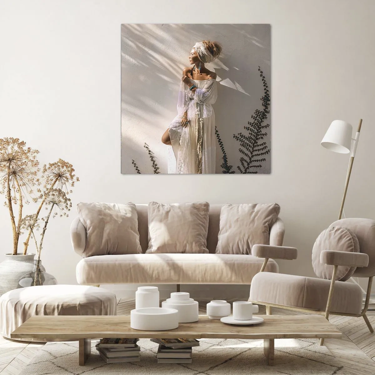 Bild auf Leinwand - Leinwandbild - Die Sonne und das Mädchen - 70x70 cm