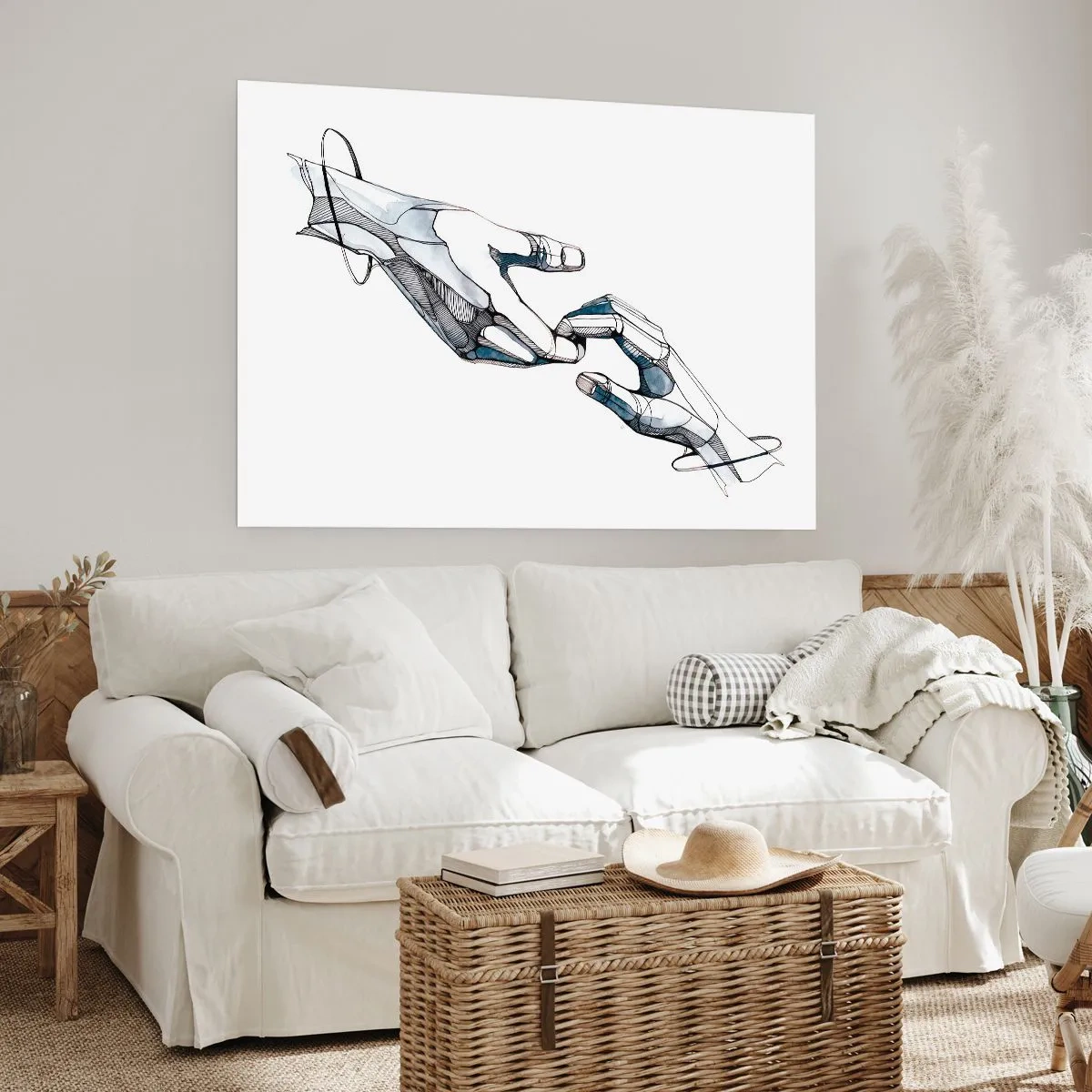 Poster - Künstlerische Darstellung einer Hand in minimalistischer und geometrischer Form - 100x70cm - Eine gute Geste - Moderne Wanddekoration für Wohnzimmer und Schlafzimmer ARTTOR