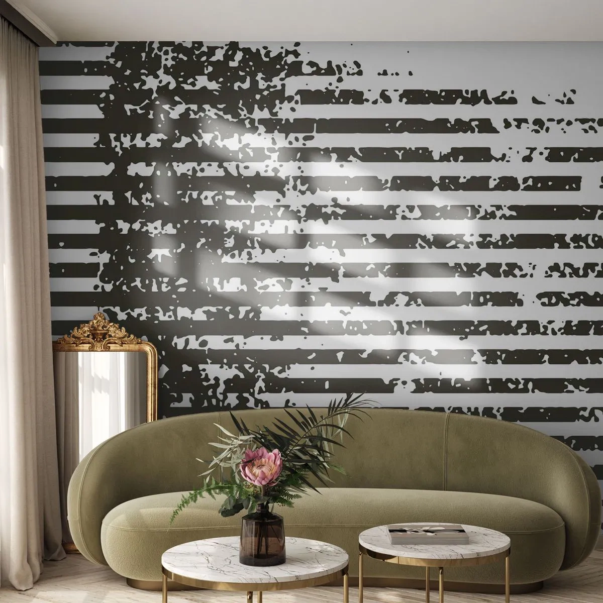 Fototapete Premium Sand - Rhythmus und Rauschen - Abstraktion, Stück, Grafik - 250x175 cm