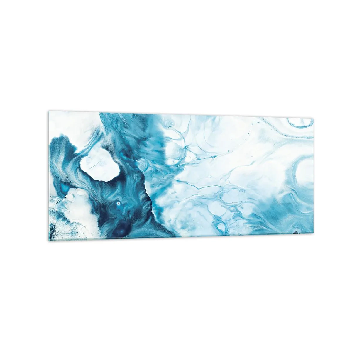 Glasbild - Bild auf glas - Abstraktes Muster in Blautönen - 120x50cm - Blaues Konzert - Moderne Wanddekoration für Wohnzimmer und Schlafzimmer ARTTOR