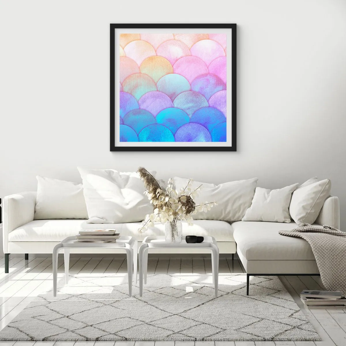 Poster in einem schwarzem Rahmen - Perlenschuppe - 50x50 cm