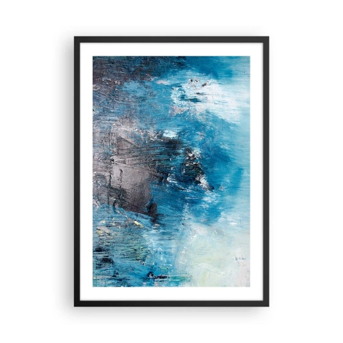 Poster in einem schwarzem Rahmen - Abstrakte Komposition in Blautönen - 50x70cm - Rhapsodie in Blau - Moderne Wanddekoration für Wohnzimmer und Schlafzimmer ARTTOR