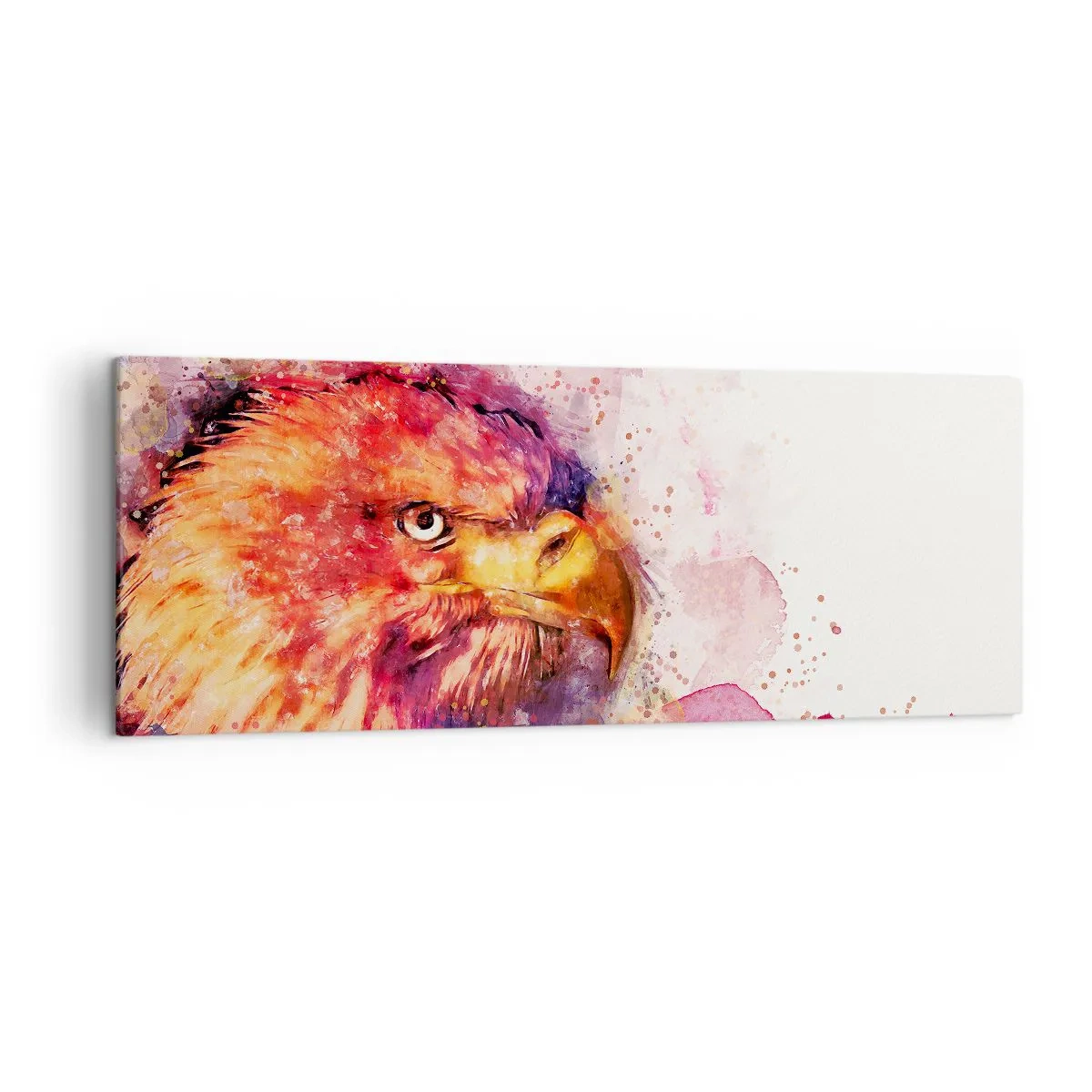 Bild auf Leinwand - Leinwandbild - Porträt eines Adlers in künstlerischen Aquarellfarben - 140x50cm - Du willst nicht wissen, woran ich denke - Moderne Wanddekoration für Wohnzimmer und Schlafzimmer ARTTOR