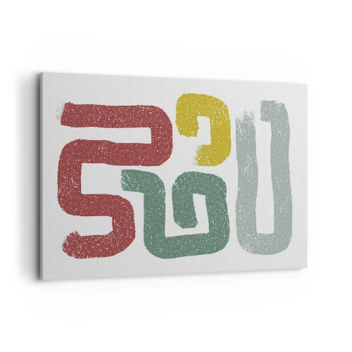 Bild auf Leinwand - Leinwandbild - Bunte geometrische Muster im abstrakten Stil - 100x70cm - In einer unbekannten Sprache - Moderne Wanddekoration für Wohnzimmer und Schlafzimmer ARTTOR