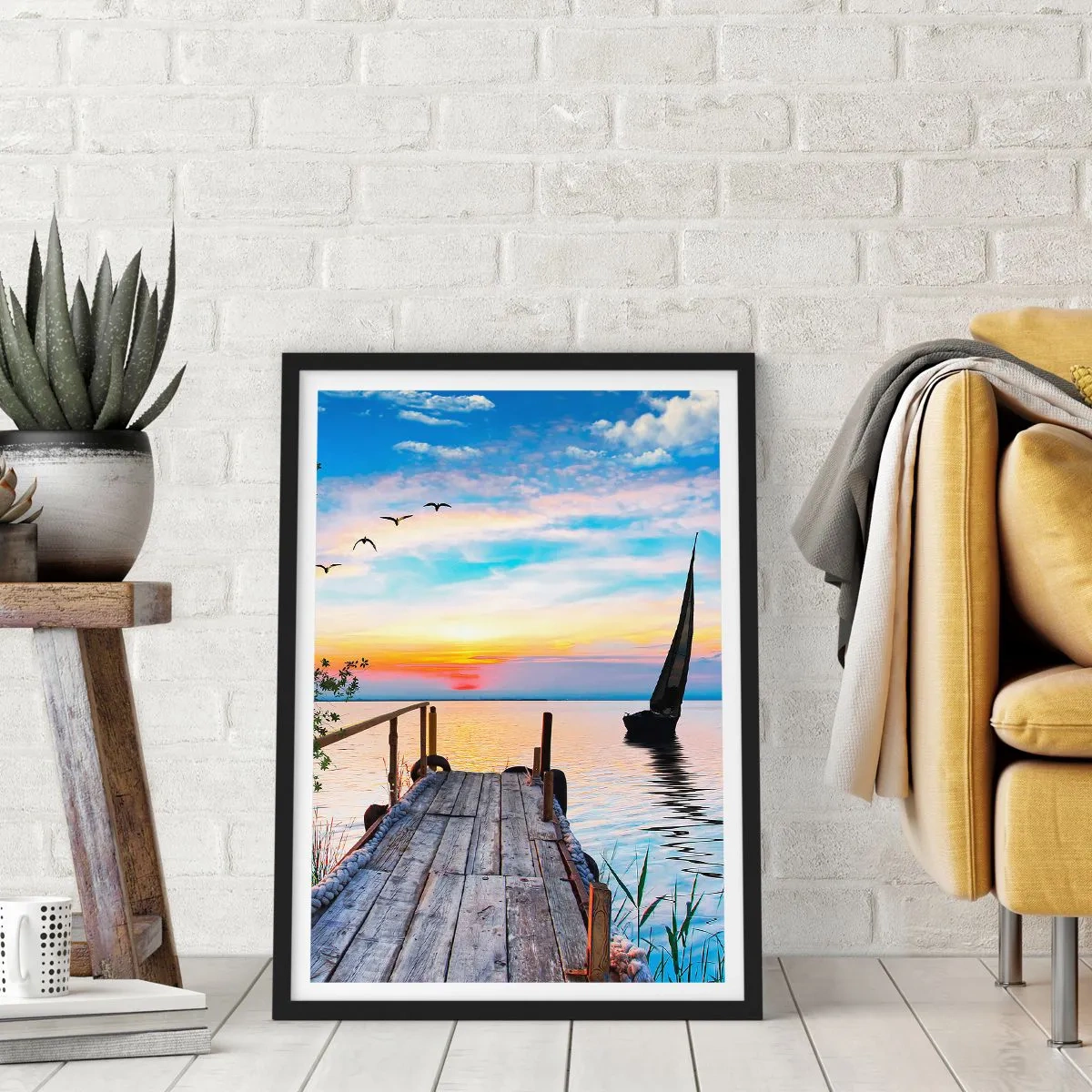 Poster in einem schwarzem Rahmen - Guten Abend - 70x100 cm