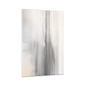 Glasbild - Bild auf glas - Eine subtile Landschaft in Grau- und Beigetönen - 80x120cm - Nachdenkliche Distanz - Moderne Wanddekoration für Wohnzimmer und Schlafzimmer ARTTOR