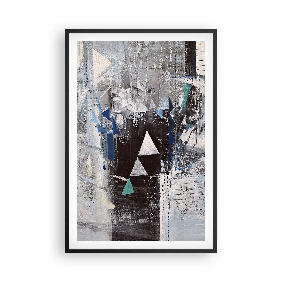 Poster in einem schwarzem Rahmen - Überschreibende Reihenfolge der Dreiecke - 61x91 cm