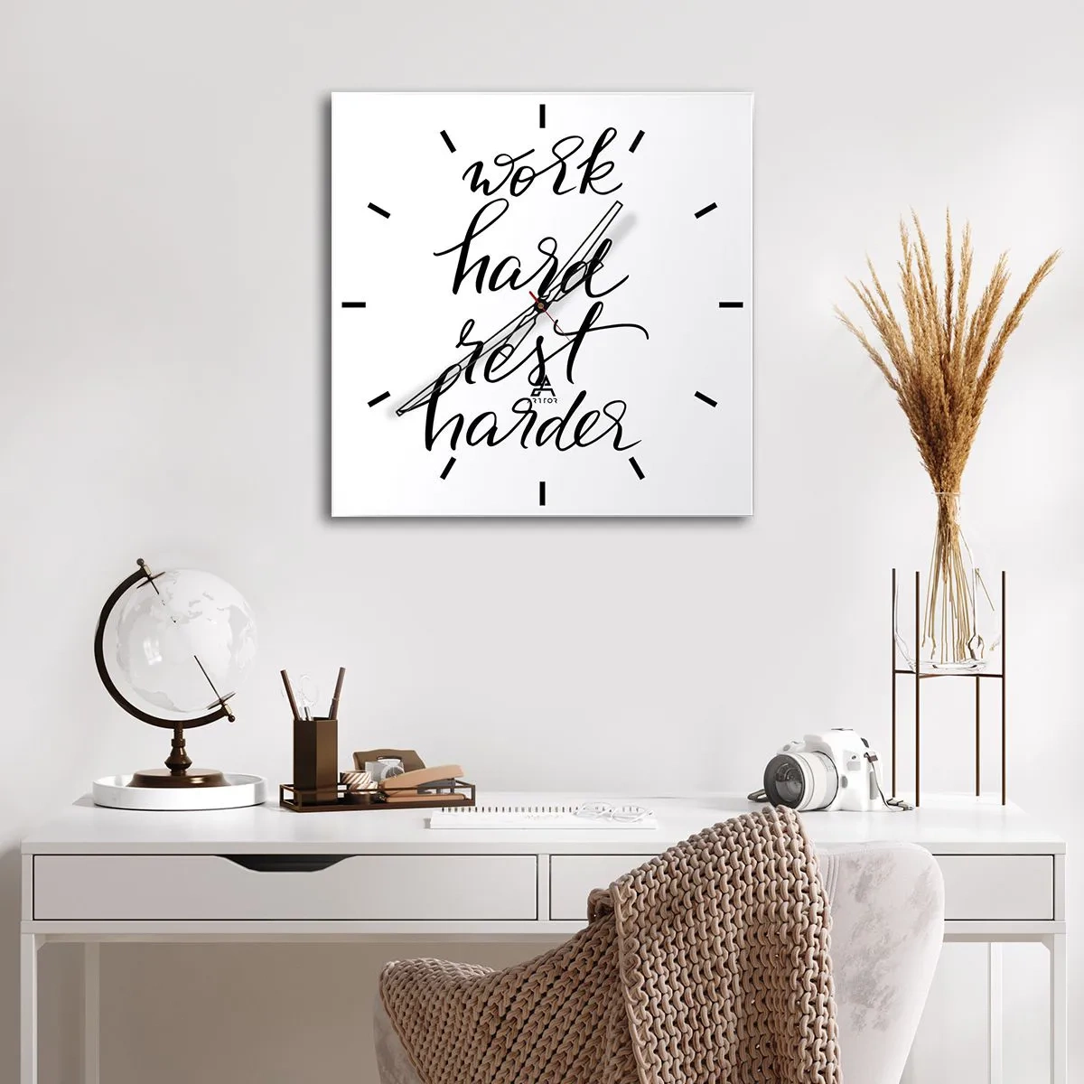 Wanduhr - Glasuhr - Lebensbalance - 40x40 cm