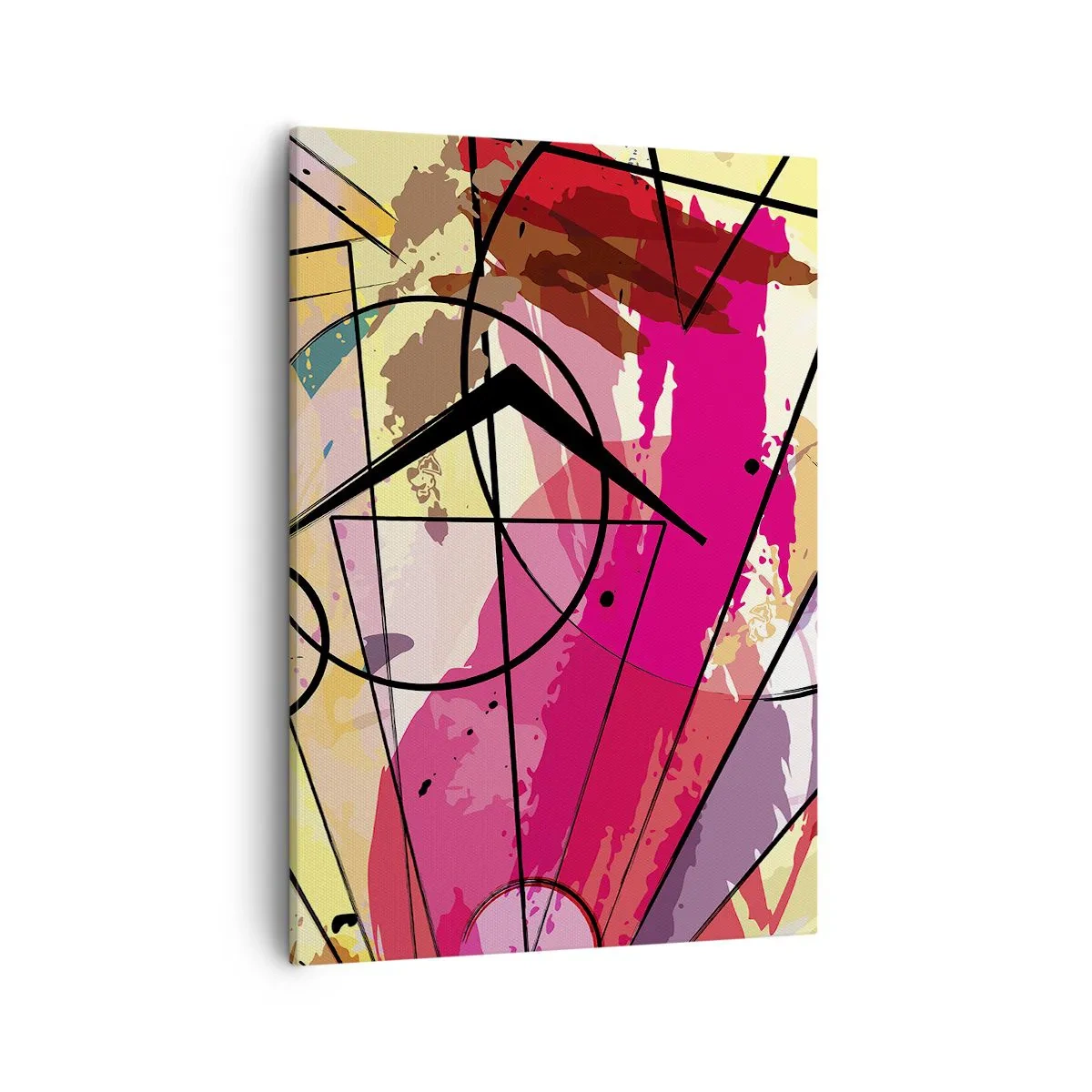 Bild auf Leinwand - Leinwandbild - Abstraktion mit Linien und geometrischen Formen - 50x70cm - Explosion - Moderne Wanddekoration für Wohnzimmer und Schlafzimmer ARTTOR