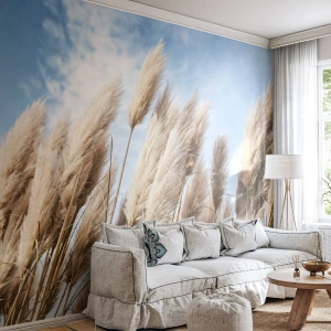 Maßgeschneiderte Fototapete Premium Sand - Sonnige und windige Liebkosungen - Pampasgras, Natur, Boho