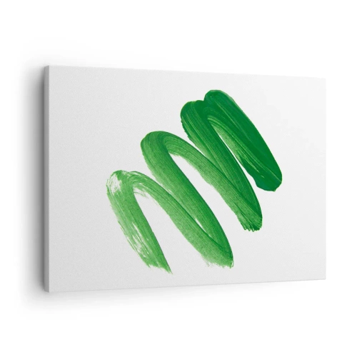 Bild auf Leinwand - Leinwandbild - Grüner abstrakter Pinselstrich auf weißem Hintergrund - 70x50cm - Grüner Witz - Moderne Wanddekoration für Wohnzimmer und Schlafzimmer ARTTOR