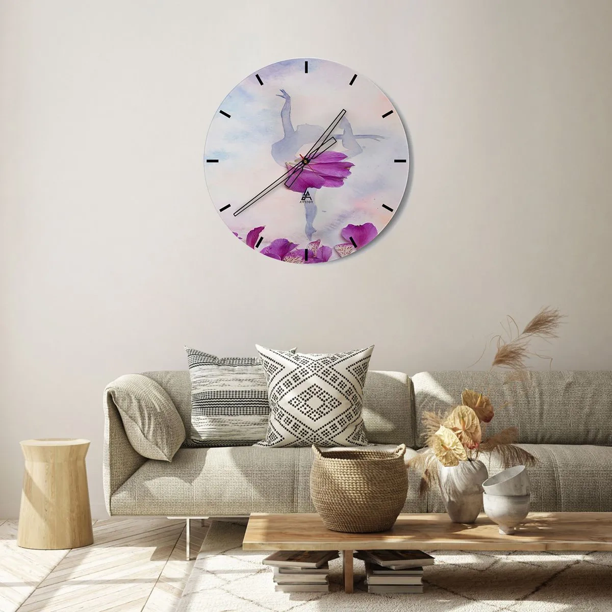 Wanduhr - Glasuhr - Zart wie eine Blume - 40x40 cm