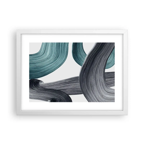 Poster in einem weißen Rahmen - Smaragdgrüne und schwarze Pfade - 40x30 cm