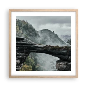 Poster in einem Rahmen aus heller Eiche - Abenteuer beginnt gleich - 50x50 cm