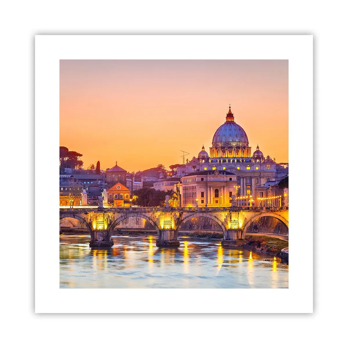 Poster - Sonnenuntergang über der ewigen Stadt - 40x40 cm