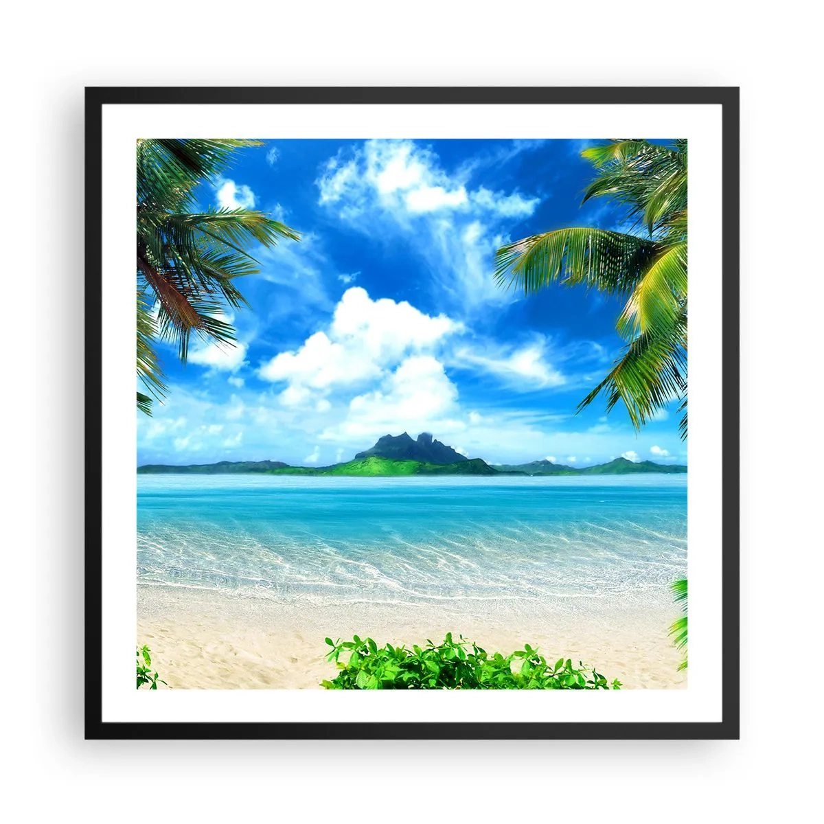 Poster in einem schwarzem Rahmen - Das Azurblau der Tropen - 60x60 cm
