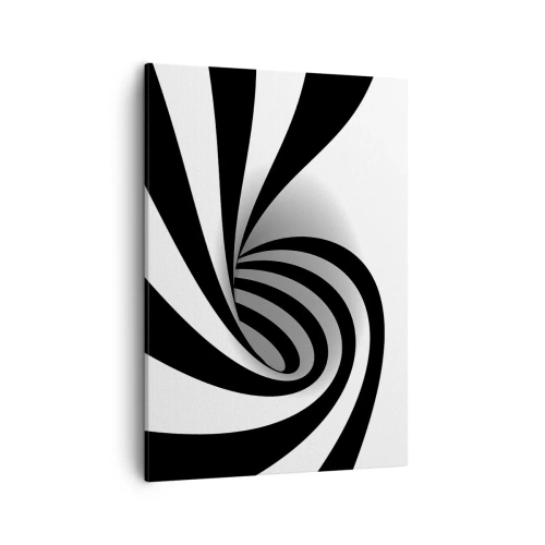 Bild auf Leinwand - Leinwandbild - Abstrakter optischer Wirbel in Schwarzweiß - 50x70cm - Und doch dreht es sich - Moderne Wanddekoration für Wohnzimmer und Schlafzimmer ARTTOR