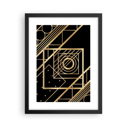 Poster in einem schwarzem Rahmen - Goldene Geometrie - 30x40 cm