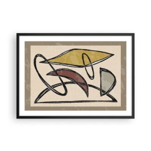 Poster in einem schwarzem Rahmen - Abstraktion mit geometrischen Formen und gedämpften Farben - 70x50cm - Vertikale und Horizontale - Moderne Wanddekoration für Wohnzimmer und Schlafzimmer ARTTOR