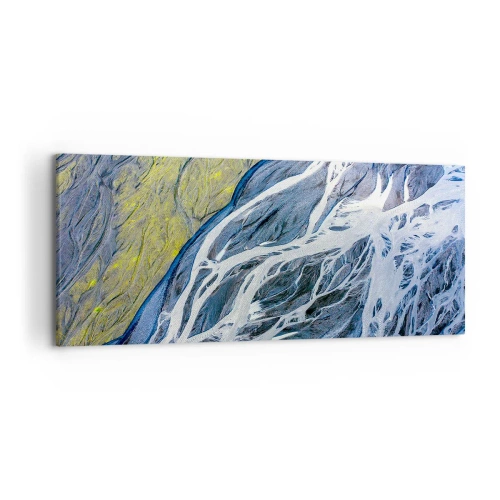 Bild auf Leinwand - Leinwandbild - Abstrakte Vogelperspektive auf mäandernde Flussbetten - 120x50cm - Felsmalereien der Natur - Moderne Wanddekoration für Wohnzimmer und Schlafzimmer ARTTOR