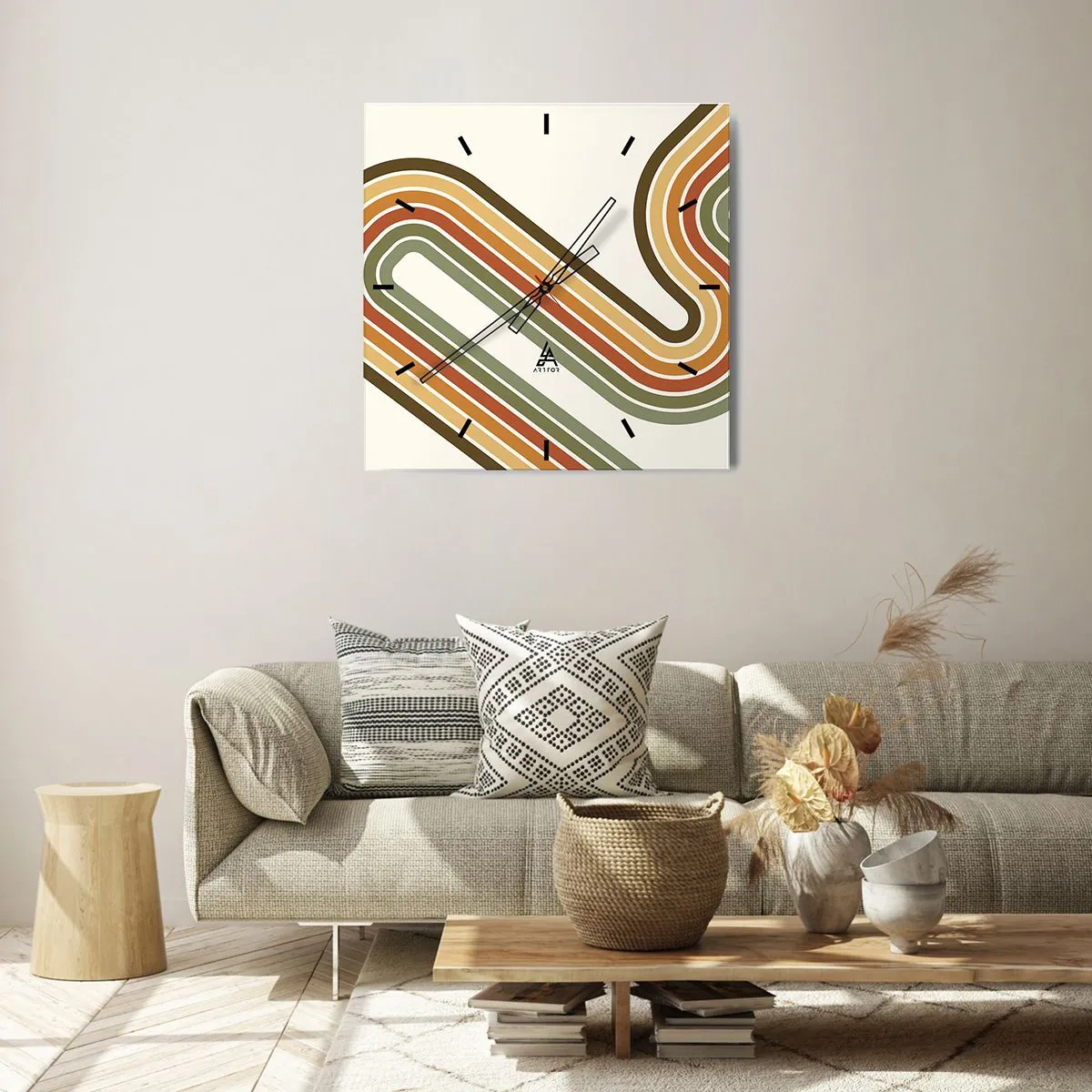 Wanduhr - Glasuhr - Zickzack zum Ziel - 40x40 cm