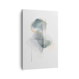 Bild auf Leinwand - Leinwandbild - Eine abstrakte Komposition in Türkis- und Goldtönen. - 80x120cm - Über das Verhältnis von Grau und Gold - Moderne Wanddekoration für Wohnzimmer und Schlafzimmer ARTTOR