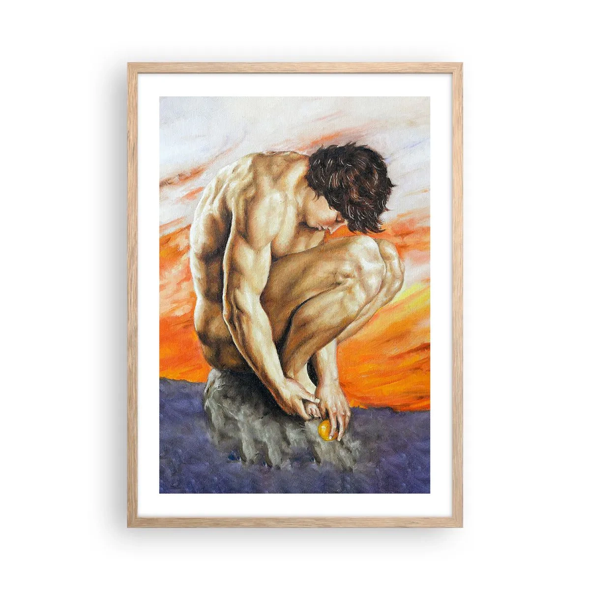 Poster in einem Rahmen aus heller Eiche - In sich versunken - 50x70 cm