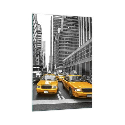 Glasbild - Bild auf glas - Gelbe Taxis auf den Straßen von New York - 70x100cm - Wir färben die Stadt - Moderne Wanddekoration für Wohnzimmer und Schlafzimmer ARTTOR