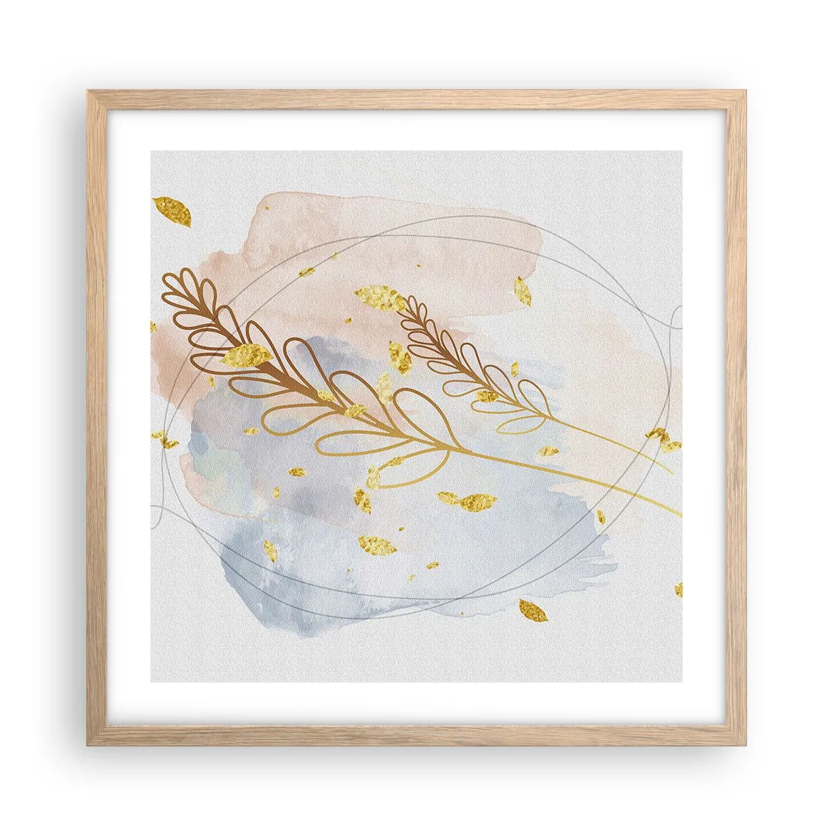 Poster in einem Rahmen aus heller Eiche - Goldenr Hauch - 50x50 cm