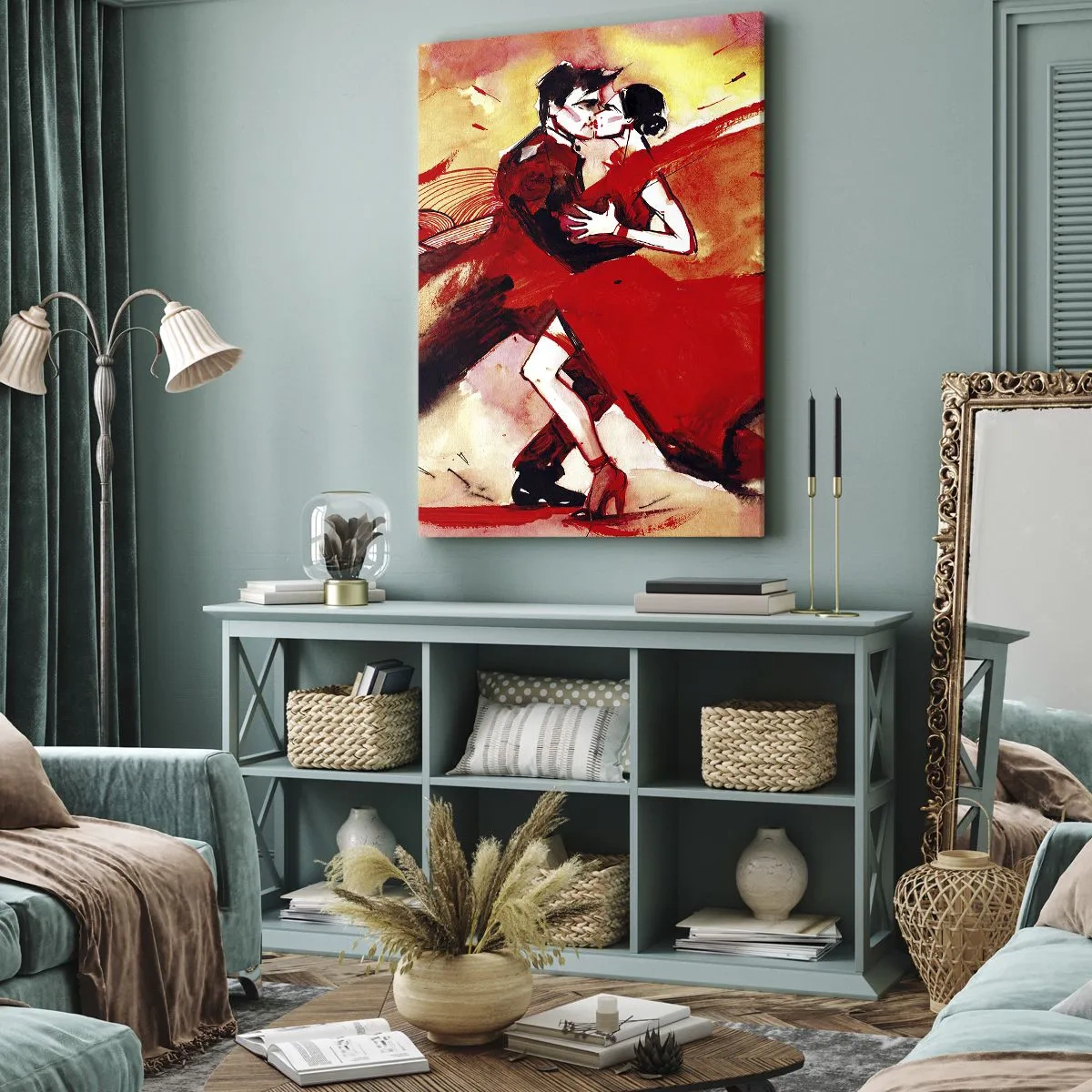 Bild auf Leinwand - Leinwandbild - Der violette Rhythmus der Leidenschaft - 65x120 cm