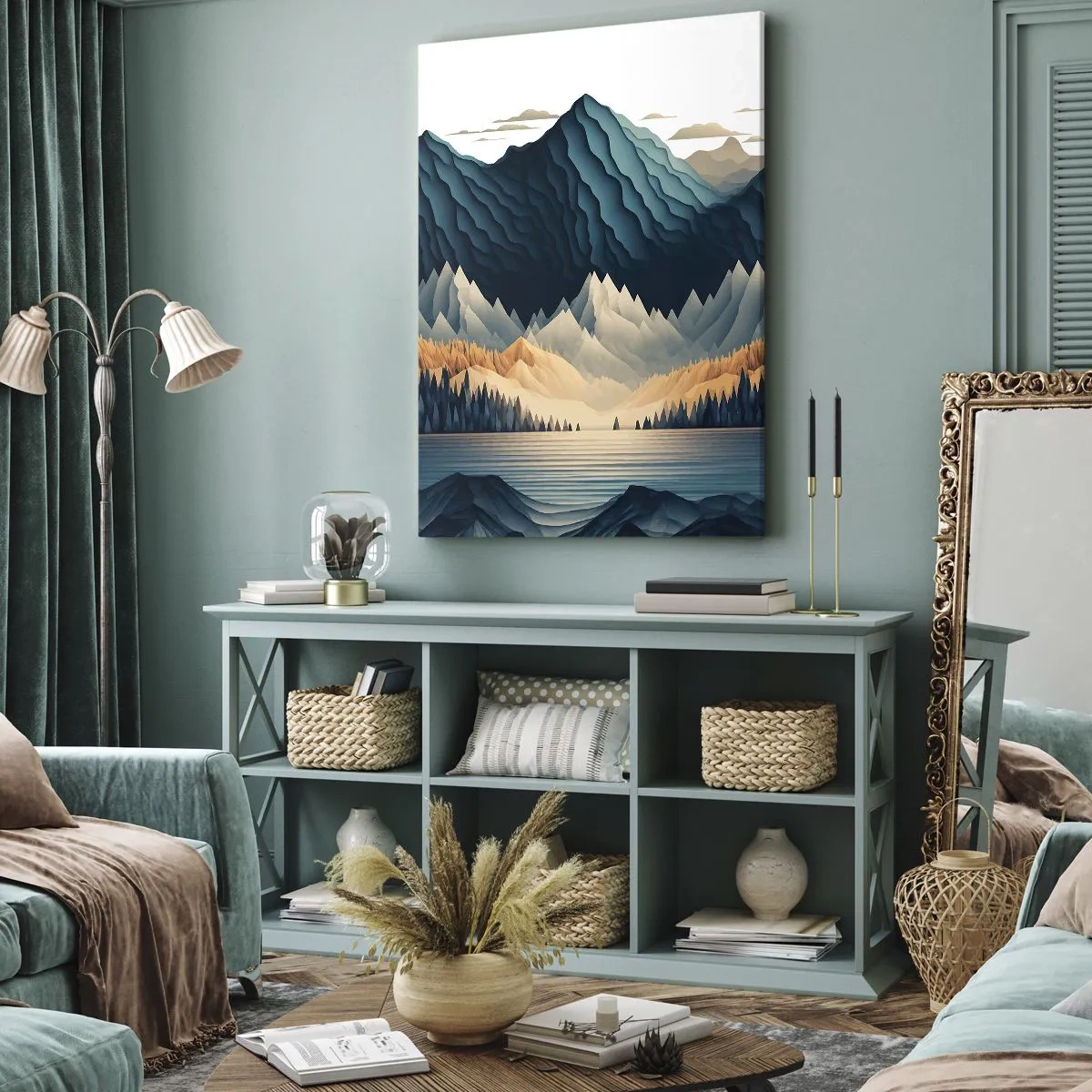 Bild auf Leinwand - Leinwandbild - Perfekte Berglandschaft - 55x100 cm