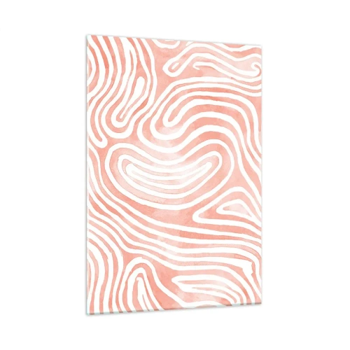 Glasbild - Bild auf glas - Abstraktes Muster in Weiß- und Korallentönen - 50x70cm - Im Korallenlabyrinth - Moderne Wanddekoration für Wohnzimmer und Schlafzimmer ARTTOR