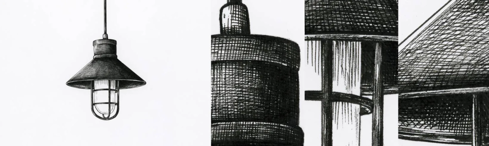 Fototapetenmuster Standard Eco - Wie vor Jahren… - Lampe, Zeichnung, Bleistift - 100x30 cm