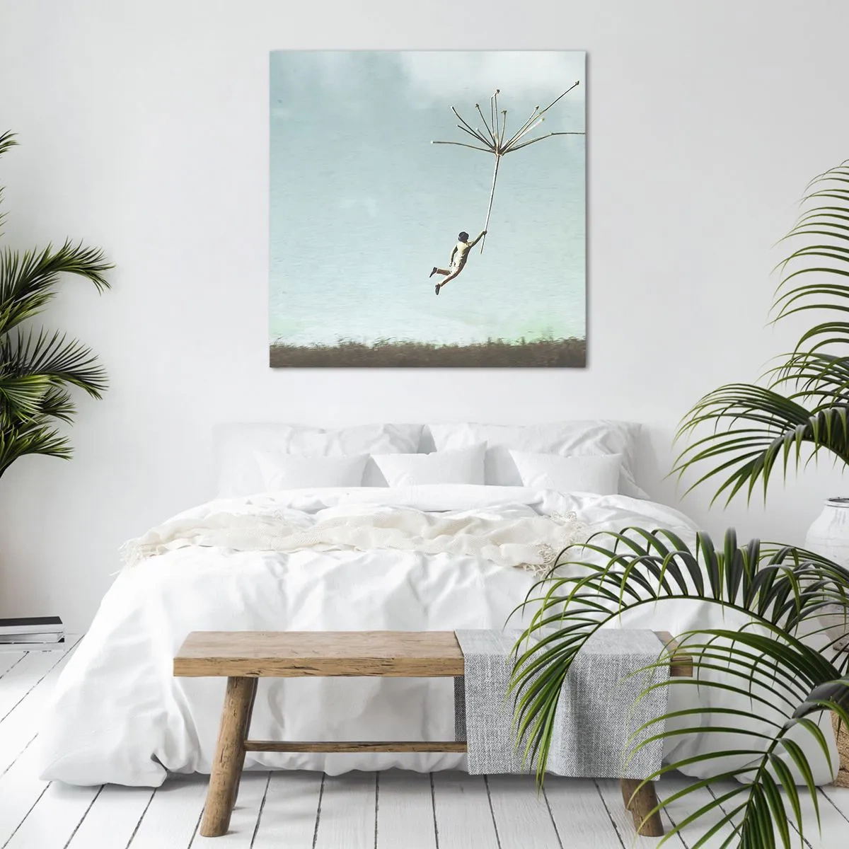 Bild auf Leinwand - Leinwandbild - Drachen, Löwenzahn, Wind - 50x50 cm