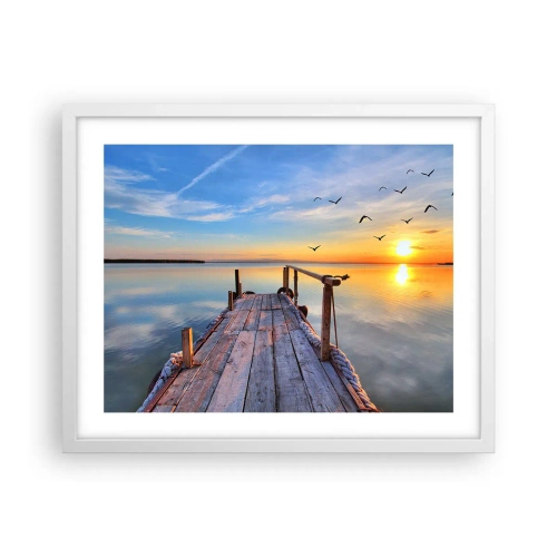 Poster in einem weißen Rahmen - Lauf direkt der Sonne entgegen - 50x40 cm
