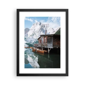 Poster in einem schwarzem Rahmen - Kristallklarer Bergmorgen - 30x40 cm