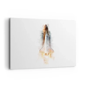 Bild auf Leinwand - Leinwandbild - Eine künstlerische Aquarell-Interpretation eines startenden Space Shuttles - 120x80cm - Entdecker für den Anfang - Moderne Wanddekoration für Wohnzimmer und Schlafzimmer ARTTOR