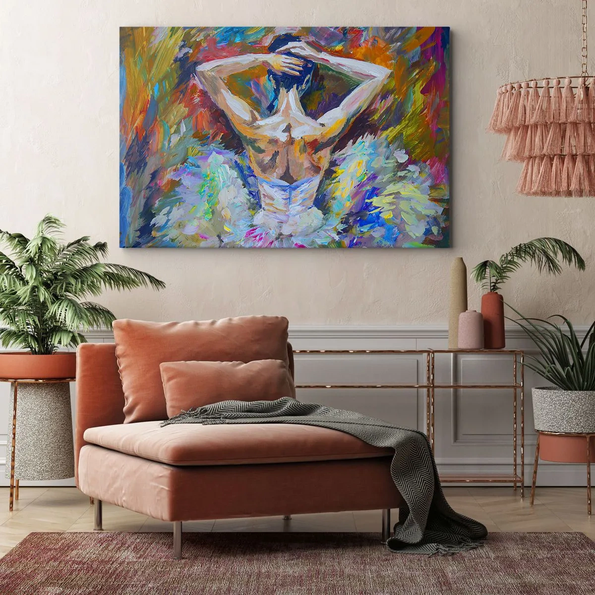 Bild auf Leinwand - Leinwandbild - Eine Ballerina in dynamischen Farben und malerischem Ausdruck - 120x80cm - Es kann alles sein - Moderne Wanddekoration für Wohnzimmer und Schlafzimmer ARTTOR