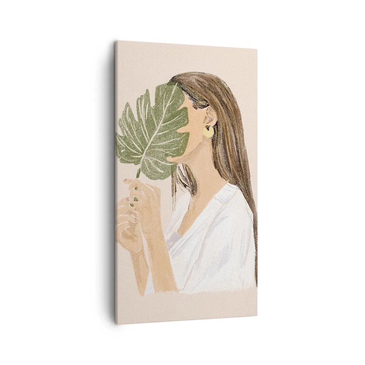 Bild auf Leinwand - Leinwandbild - Geheimnisvolles Porträt mit Fächer - 45x80 cm