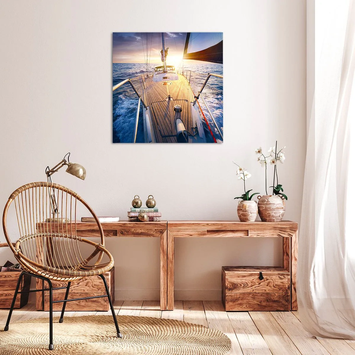 Bild auf Leinwand - Leinwandbild - Laufen unter den Wellen - 60x60 cm