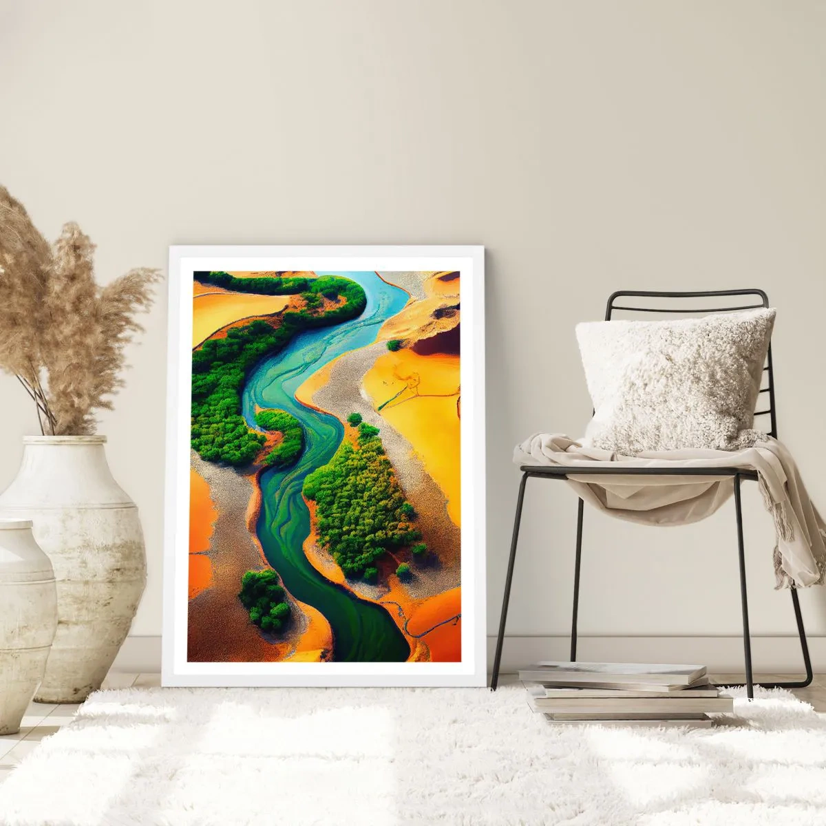 Poster in einem weißen Rahmen - Lebensspendender Fluss - 50x70 cm