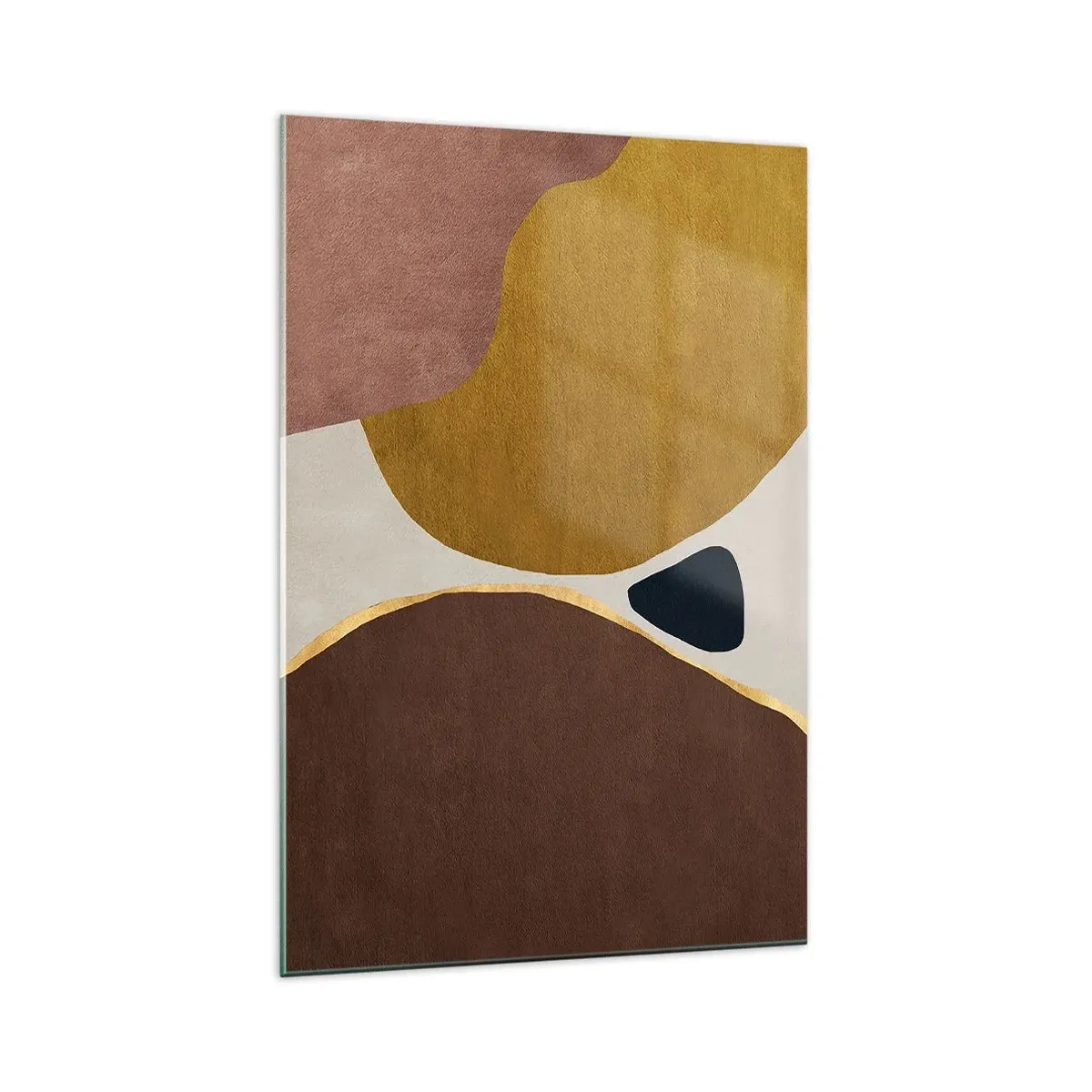 Glasbild - Bild auf glas - Eine abstrakte Komposition mit geometrischen Formen in warmen Farben. - 70x100cm - Abstraktion – ein Ort im Raum - Moderne Wanddekoration für Wohnzimmer und Schlafzimmer ARTTOR