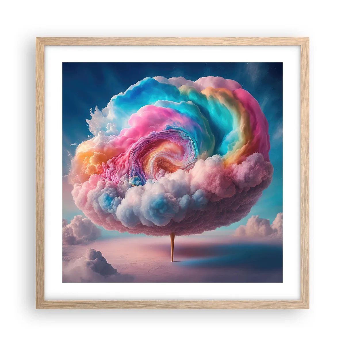 Poster in einem Rahmen aus heller Eiche - Traum von einem Vergnügungspark - 50x50 cm