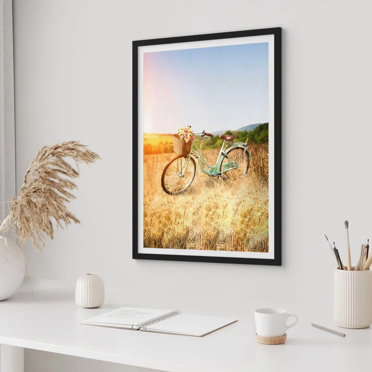 Poster in einem schwarzem Rahmen - Ich bleibe eine Weile hier - 61x91 cm