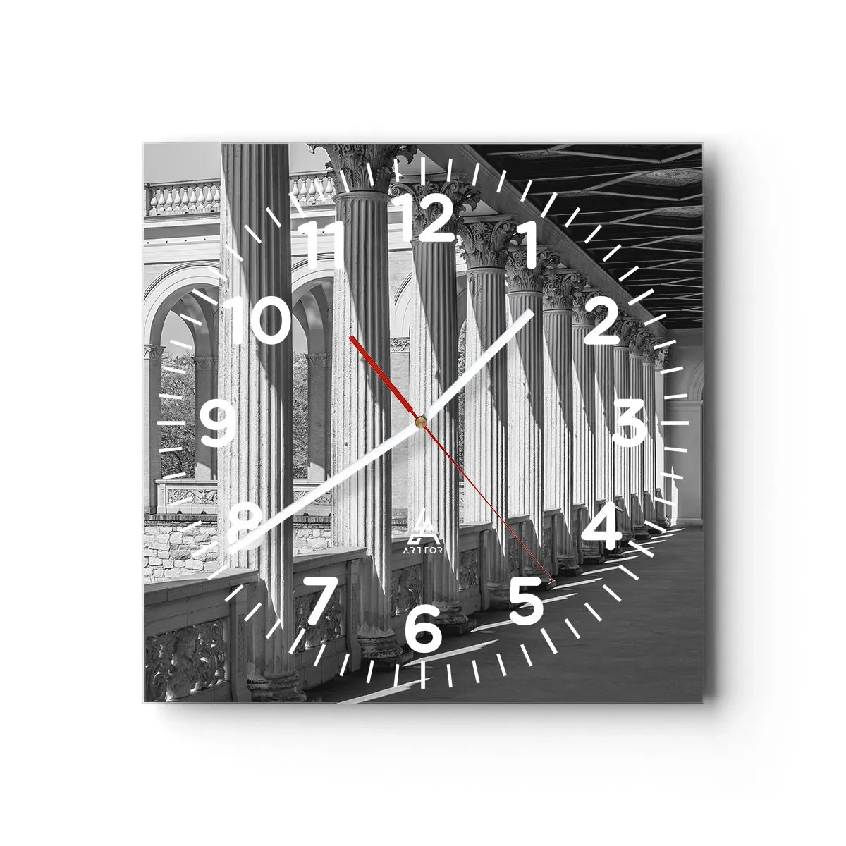Wanduhr - Glasuhr - Sonnige Arkade - 40x40 cm