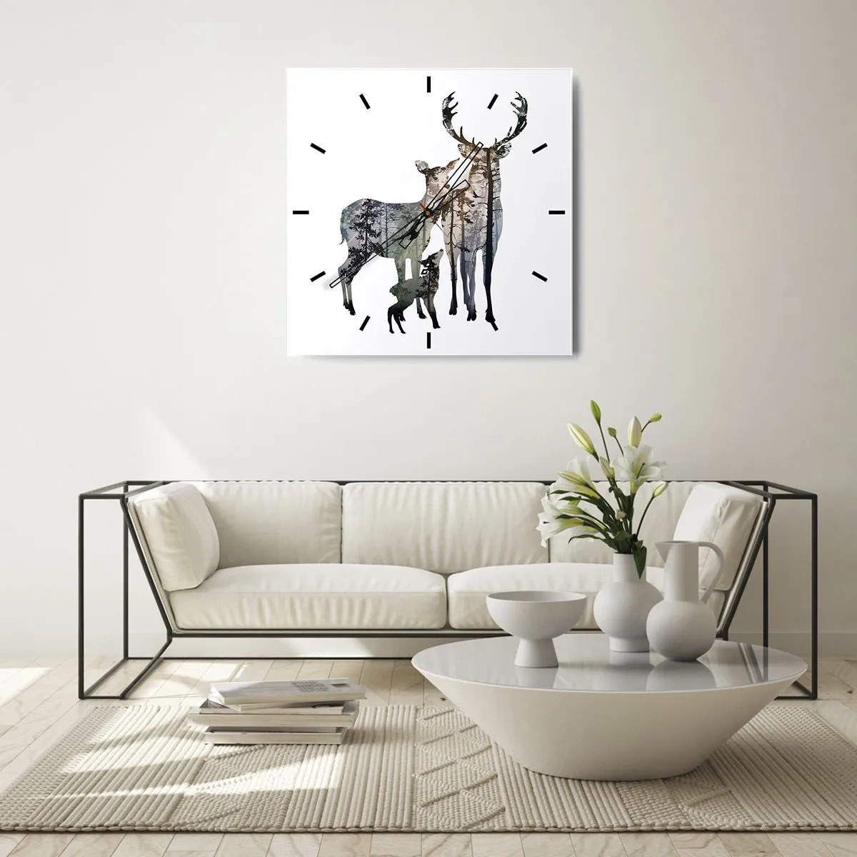 Wanduhr - Glasuhr - Familienfotografie - 30x30 cm