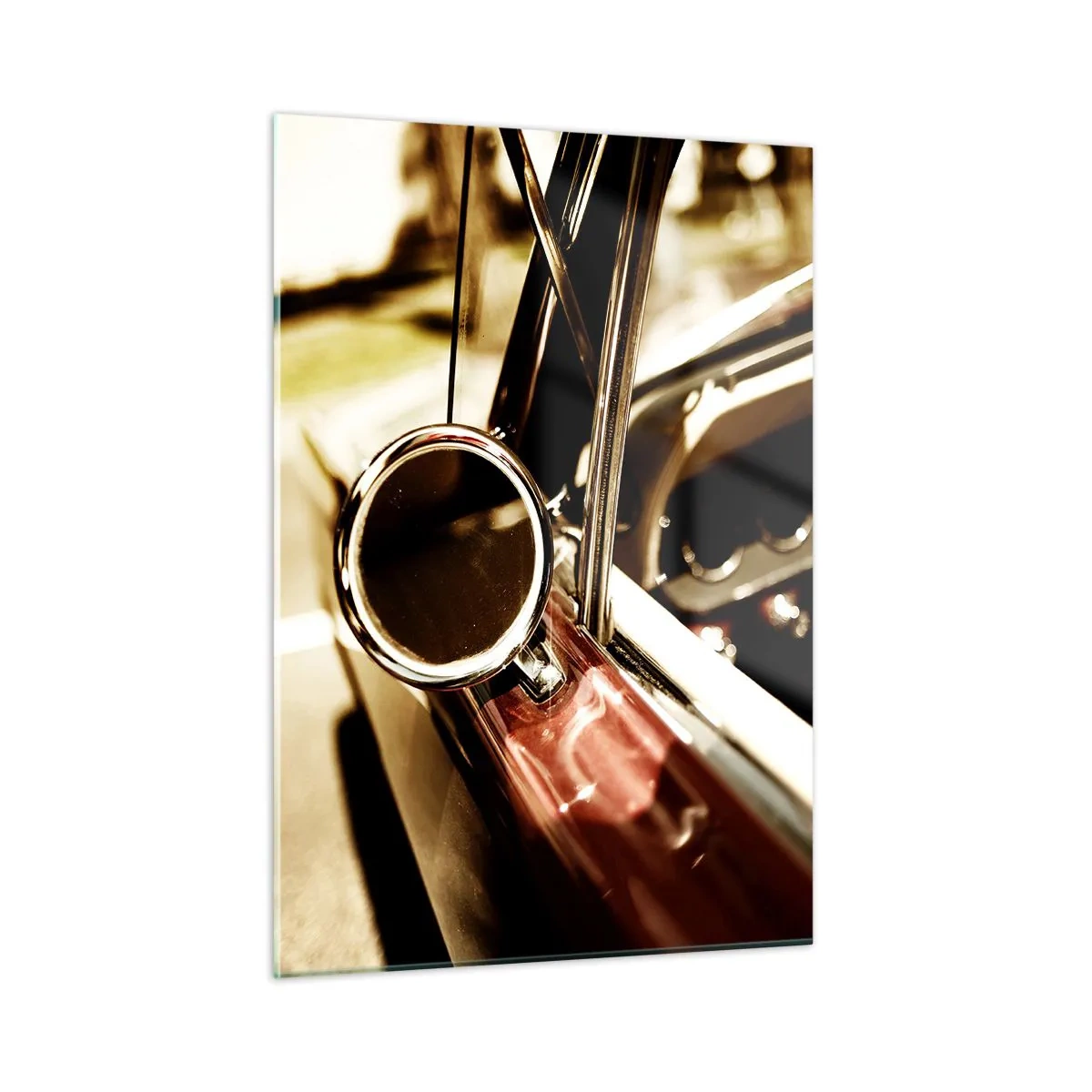 Glasbild - Bild auf glas - Oldtimer-Interieur im Retro-Stil - 50x70cm - Ein Auto mit Seele - Moderne Wanddekoration für Wohnzimmer und Schlafzimmer ARTTOR