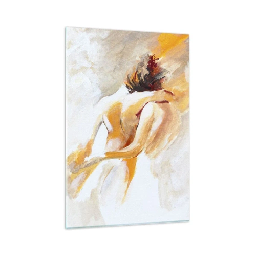 Glasbild - Bild auf glas - Abstrakte Szene einer romantischen Umarmung - 80x120cm - Am Himmel der Nähe - Moderne Wanddekoration für Wohnzimmer und Schlafzimmer ARTTOR